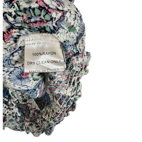 azelhazel hazel hazel haze Women's Colorful Print Blouse Top 100%Rayon Sz L Blue - Picture 7 of 9